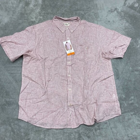 Weatherproof Vintage Mens XXL Pink Washable Linen Short Sleeve Shirt a0405 - Picture 1 of 10